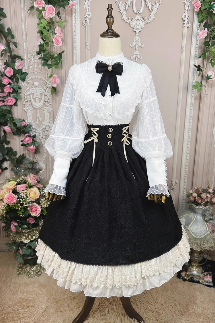 Ruffled Lolita Skirt - Heart Of Rose, Black, High Waist, Ruffled, Embroidered - additional product view 5