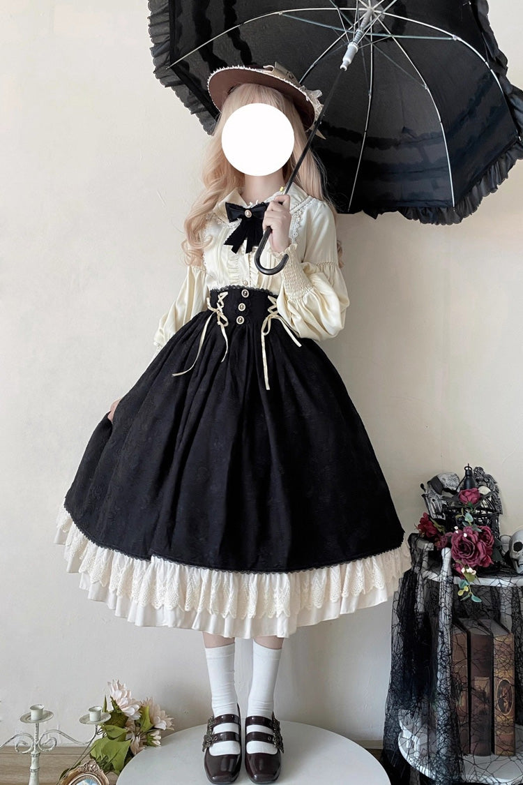 Ruffled Lolita Skirt - Heart Of Rose, Black, High Waist, Ruffled, Embroidered - additional product view 7
