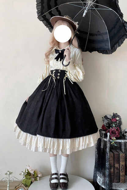 Ruffled Lolita Skirt - Heart Of Rose, Black, High Waist, Ruffled, Embroidered - additional product view 7