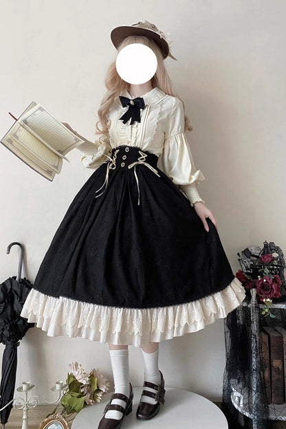 Ruffled Lolita Skirt - Heart Of Rose, Black, High Waist, Ruffled, Embroidered - additional product view 8