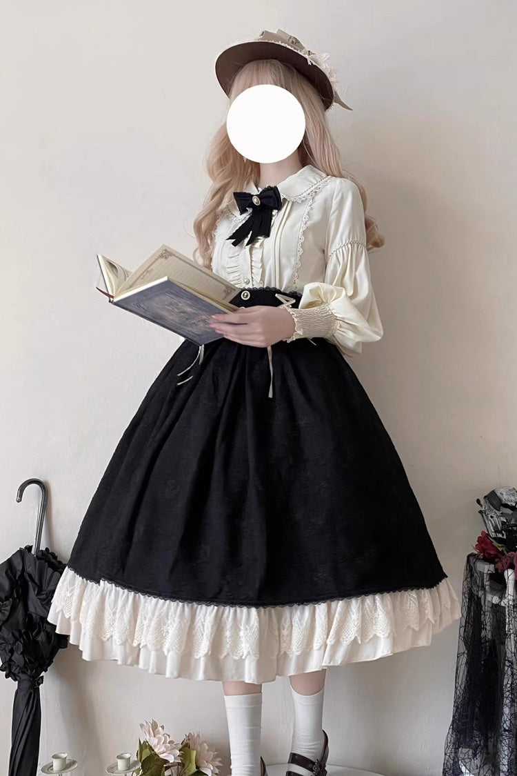 Ruffled Lolita Skirt - Heart Of Rose, Black, High Waist, Ruffled, Embroidered - additional product view 9
