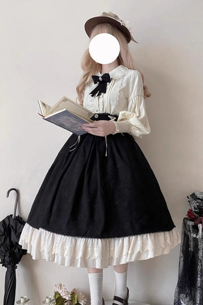 Ruffled Lolita Skirt - Heart Of Rose, Black, High Waist, Ruffled, Embroidered - additional product view 9