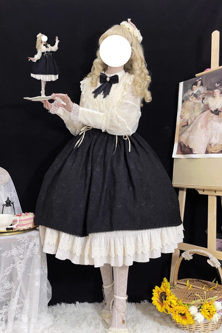 Ruffled Lolita Skirt - Heart Of Rose, Black, High Waist, Ruffled, Embroidered - additional product view 10