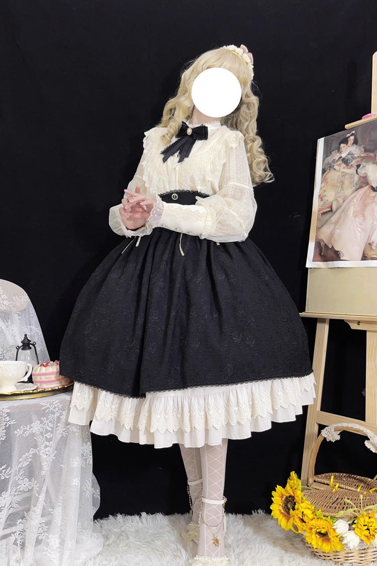 Ruffled Lolita Skirt - Heart Of Rose, Black, High Waist, Ruffled, Embroidered - additional product view 11
