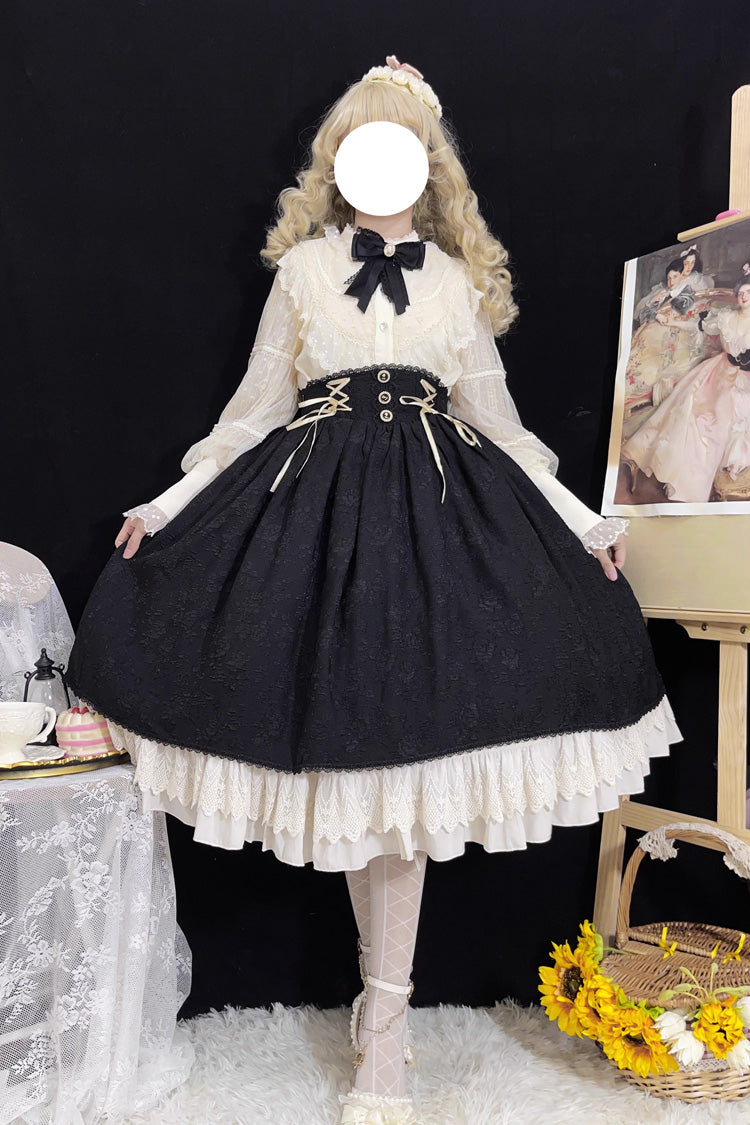 Ruffled Lolita Skirt - Heart Of Rose, Black, High Waist, Ruffled, Embroidered - additional product view 13