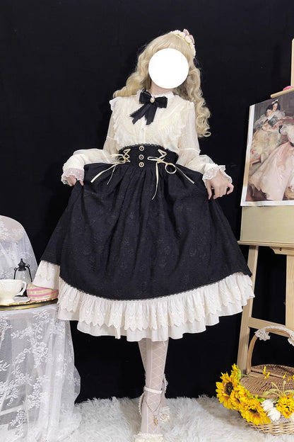 Ruffled Lolita Skirt - Heart Of Rose, Black, High Waist, Ruffled, Embroidered - additional product view 14