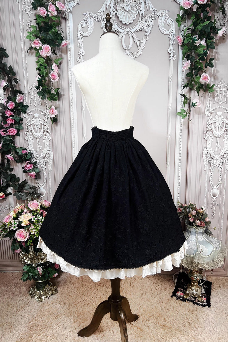Ruffled Lolita Skirt - Heart Of Rose, Black, High Waist, Ruffled, Embroidered - additional product view 15