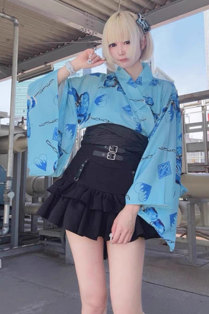 Ruffled Lolita Skirt - High Waisted, Black, Buckle Detail, High Waist, Ruffled - additional product view 5