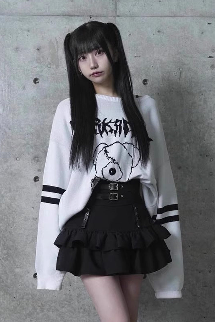 Ruffled Lolita Skirt - High Waisted, Black, Buckle Detail, High Waist, Ruffled - main product image