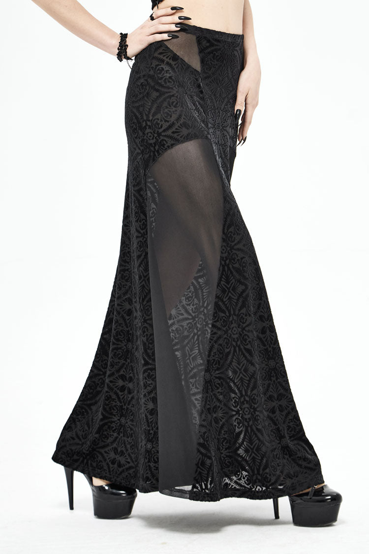Ruffled Lolita Skirt - High Waisted Jacquard, Black, High Waist, Women's Style, Lace Trim - additional product view 3