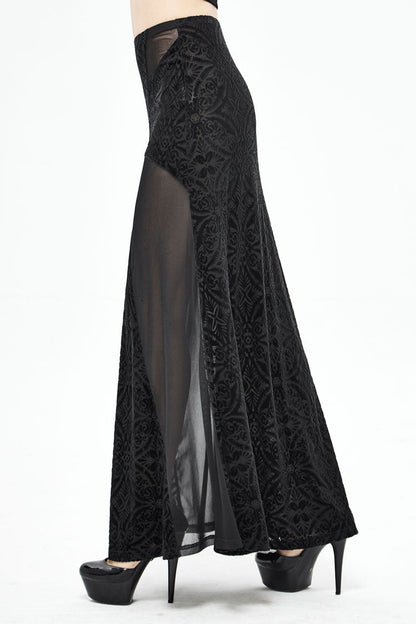 Ruffled Lolita Skirt - High Waisted Jacquard, Black, High Waist, Women's Style, Lace Trim - additional product view 4