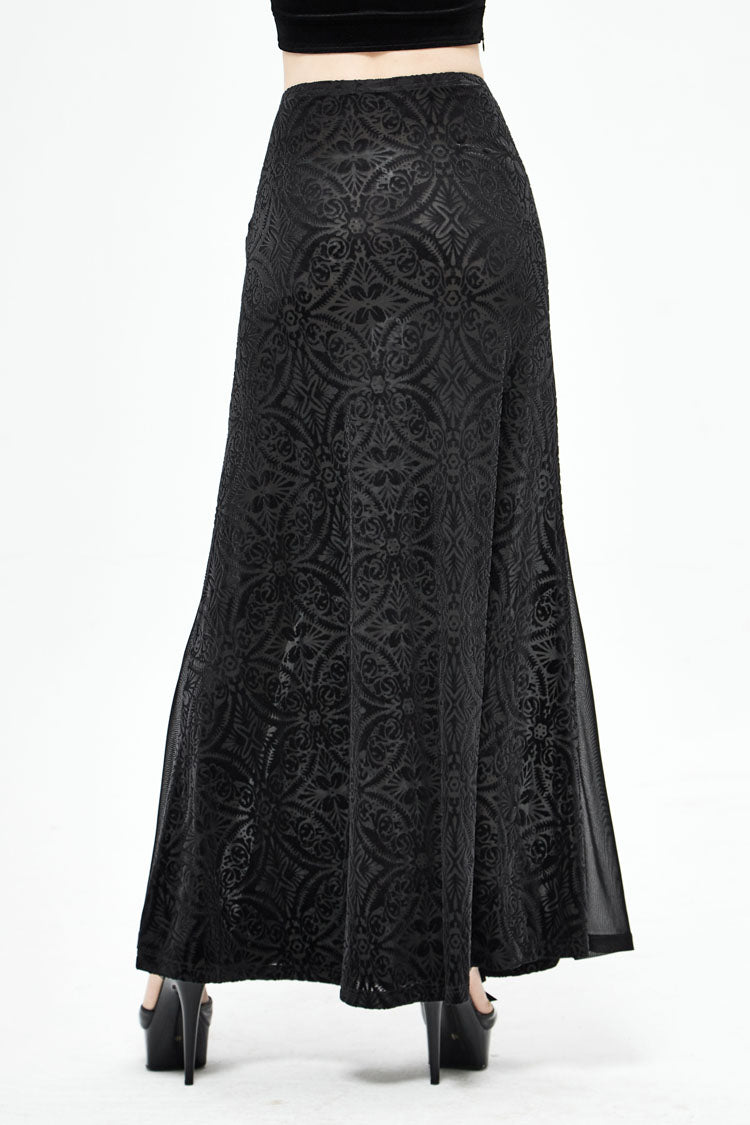 Ruffled Lolita Skirt - High Waisted Jacquard, Black, High Waist, Women's Style, Lace Trim - additional product view 5