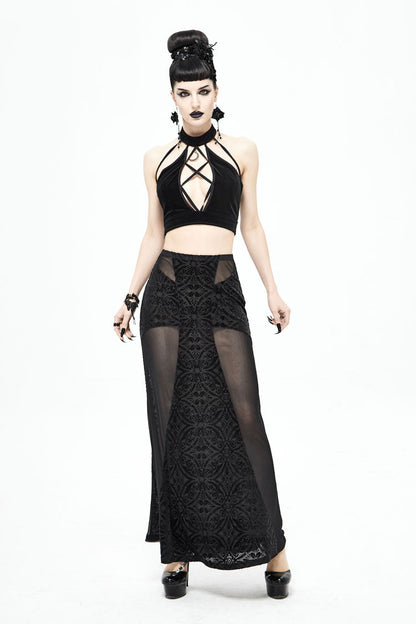 Ruffled Lolita Skirt - High Waisted Jacquard, Black, High Waist, Women's Style, Lace Trim - additional product view 6