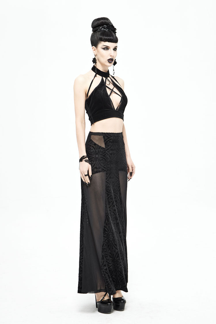 Ruffled Lolita Skirt - High Waisted Jacquard, Black, High Waist, Women's Style, Lace Trim - additional product view 7