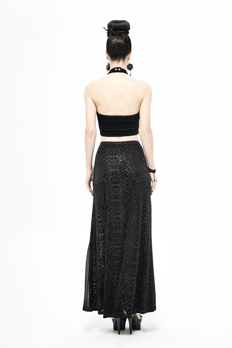 Ruffled Lolita Skirt - High Waisted Jacquard, Black, High Waist, Women's Style, Lace Trim - additional product view 8