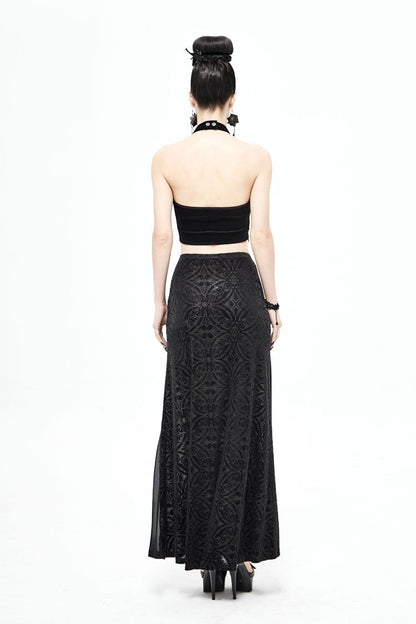 Ruffled Lolita Skirt - High Waisted Jacquard, Black, High Waist, Women's Style, Lace Trim - additional product view 8