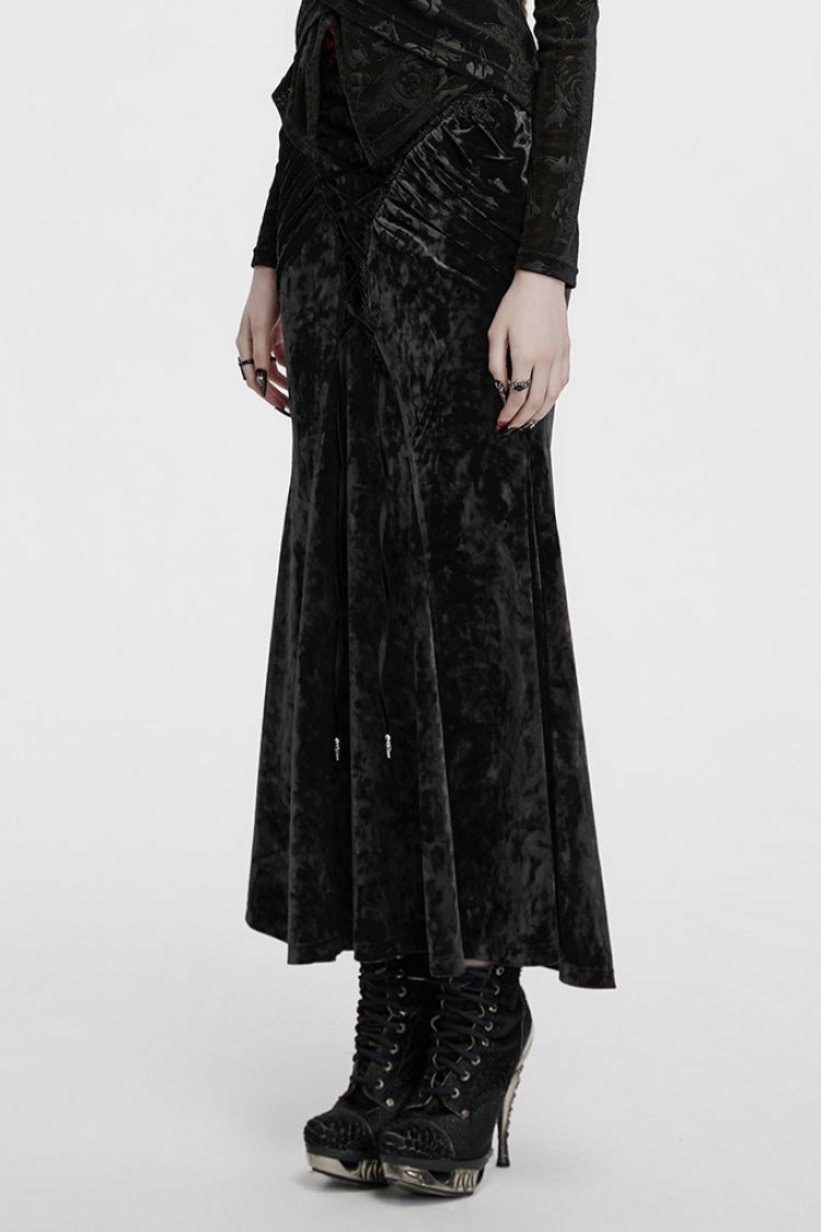 Ruffled Lolita Skirt - High Waisted Lace-up, Black, High Waist, Women's Style - additional product view 2