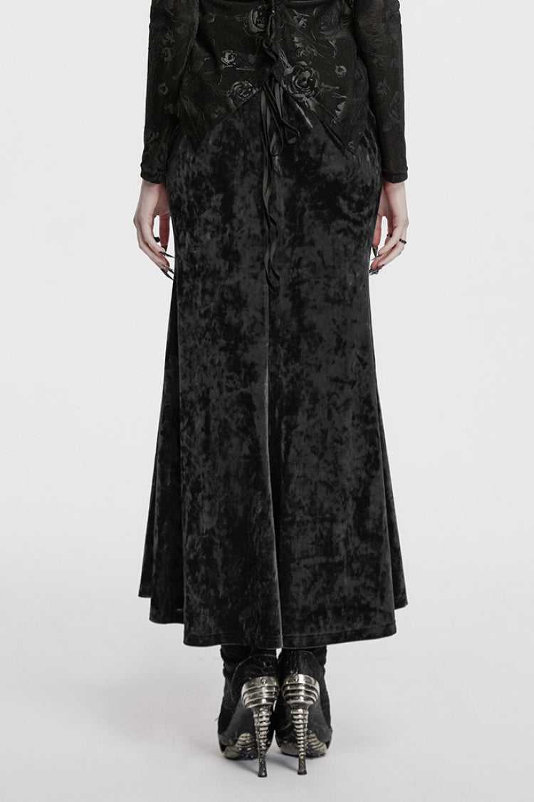 Ruffled Lolita Skirt - High Waisted Lace-up, Black, High Waist, Women's Style - additional product view 3