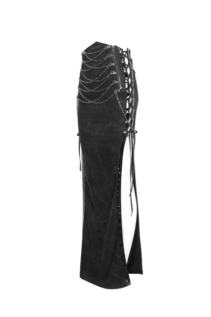 Ruffled Lolita Skirt - High Waisted Side Slit Slim, Black, Slit Detail, High Waist - additional product view 10