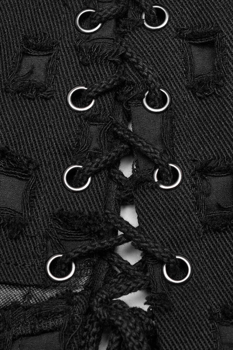 Ruffled Lolita Skirt - Hollow Cross-taped Stitching, Black, Women's Style, Cross Detail - additional product view 6