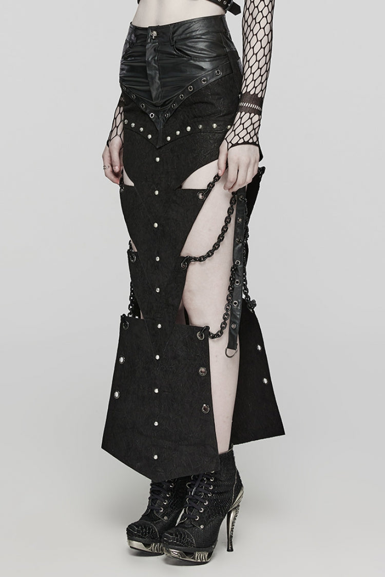 Ruffled Lolita Skirt - Inverted Triangle Hollow Metal, Black, Women's Style - additional product view 2