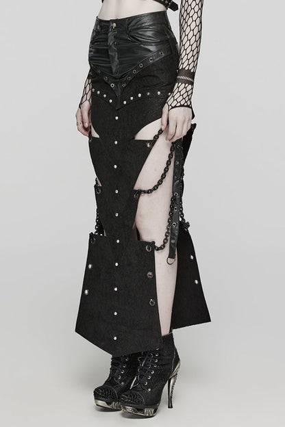 Ruffled Lolita Skirt - Inverted Triangle Hollow Metal, Black, Women's Style - additional product view 2
