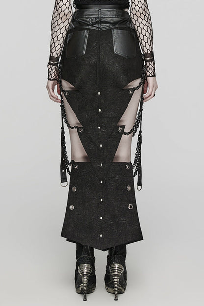 Ruffled Lolita Skirt - Inverted Triangle Hollow Metal, Black, Women's Style - additional product view 3