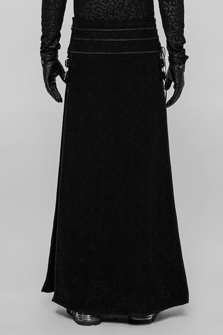 Ruffled Lolita Skirt - Jacquard, Black, Buckle Detail, Men's Style, Embroidered - additional product view 3