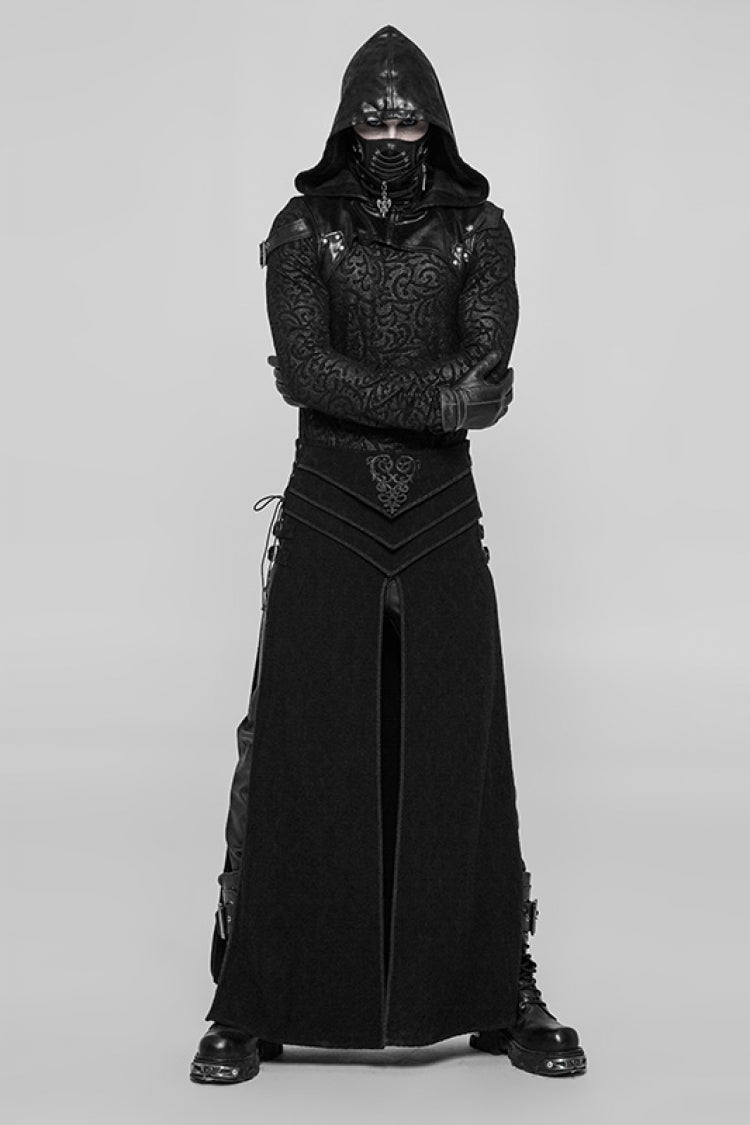 Ruffled Lolita Skirt - Jacquard, Black, Buckle Detail, Men's Style, Embroidered - additional product view 4