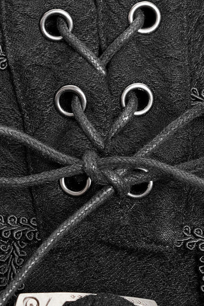 Ruffled Lolita Skirt - Jacquard, Black, Buckle Detail, Men's Style, Embroidered - additional product view 7