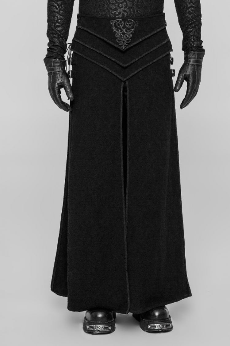 Ruffled Lolita Skirt - Jacquard, Black, Buckle Detail, Men's Style, Embroidered - main product image