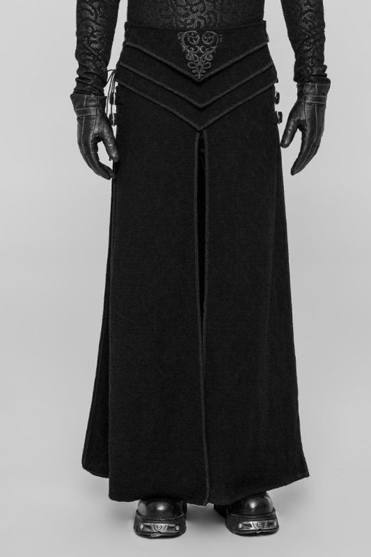 Ruffled Lolita Skirt - Jacquard, Black, Buckle Detail, Men's Style, Embroidered - main product image