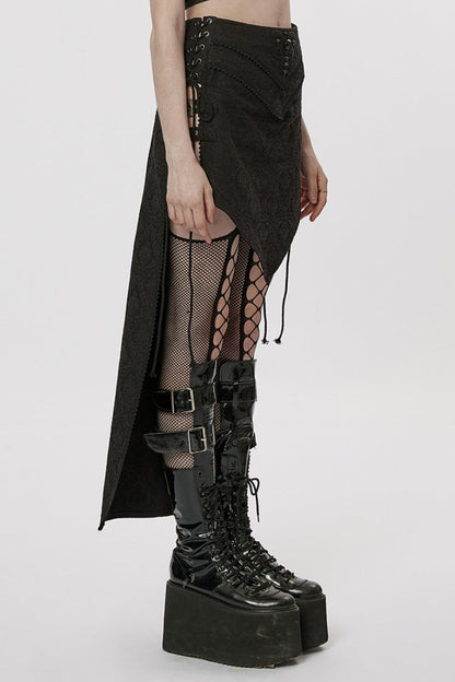 Ruffled Lolita Skirt - Jacquard Butterfly, Black, Women's Style, Embroidered, Lace Trim - additional product view 2