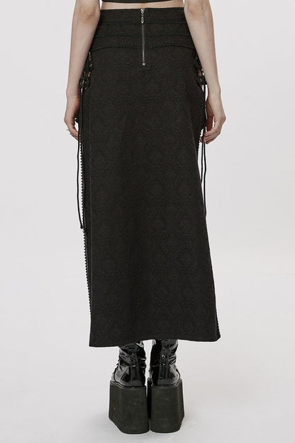 Ruffled Lolita Skirt - Jacquard Butterfly, Black, Women's Style, Embroidered, Lace Trim - additional product view 3