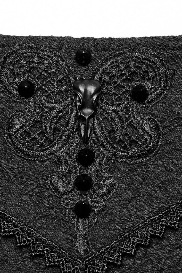 Ruffled Lolita Skirt - Jacquard Butterfly, Black, Women's Style, Embroidered, Lace Trim - additional product view 5