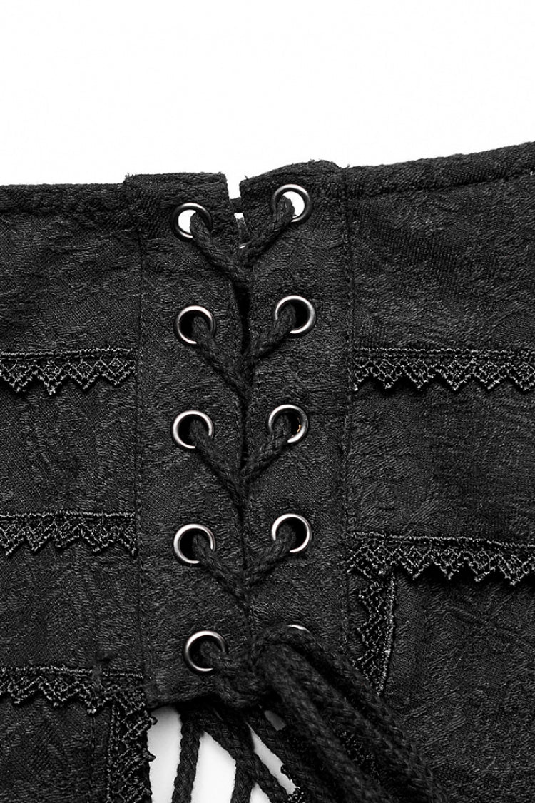 Ruffled Lolita Skirt - Jacquard Butterfly, Black, Women's Style, Embroidered, Lace Trim - additional product view 6