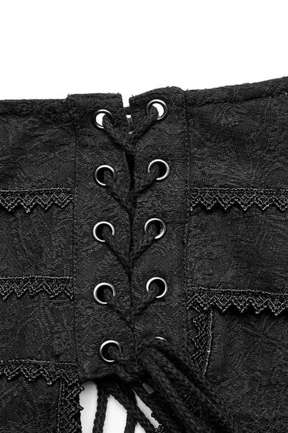 Ruffled Lolita Skirt - Jacquard Butterfly, Black, Women's Style, Embroidered, Lace Trim - additional product view 6