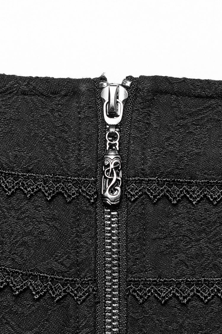 Ruffled Lolita Skirt - Jacquard Butterfly, Black, Women's Style, Embroidered, Lace Trim - additional product view 8