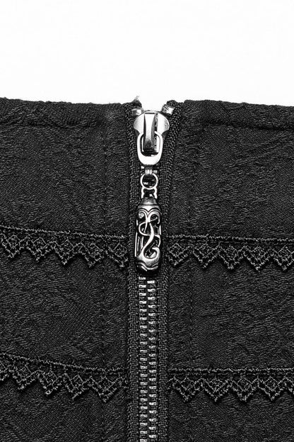 Ruffled Lolita Skirt - Jacquard Butterfly, Black, Women's Style, Embroidered, Lace Trim - additional product view 8
