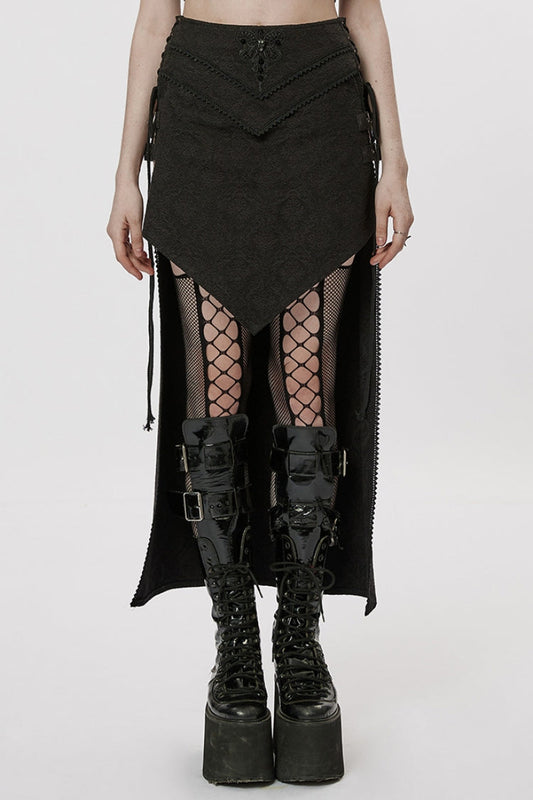Ruffled Lolita Skirt - Jacquard Butterfly, Black, Women's Style, Embroidered, Lace Trim - main product image