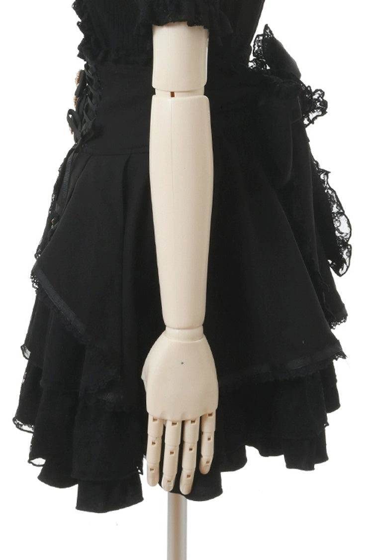 Ruffled Lolita Skirt - Japanese High Waisted, Black, High Waist, Layered, Sweet Style - additional product view 3