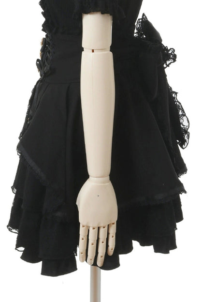 Ruffled Lolita Skirt - Japanese High Waisted, Black, High Waist, Layered, Sweet Style - additional product view 3