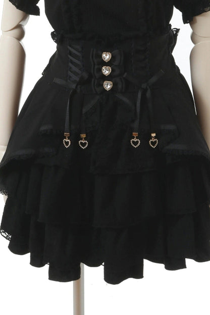 Ruffled Lolita Skirt - Japanese High Waisted, Black, High Waist, Layered, Sweet Style - main product image