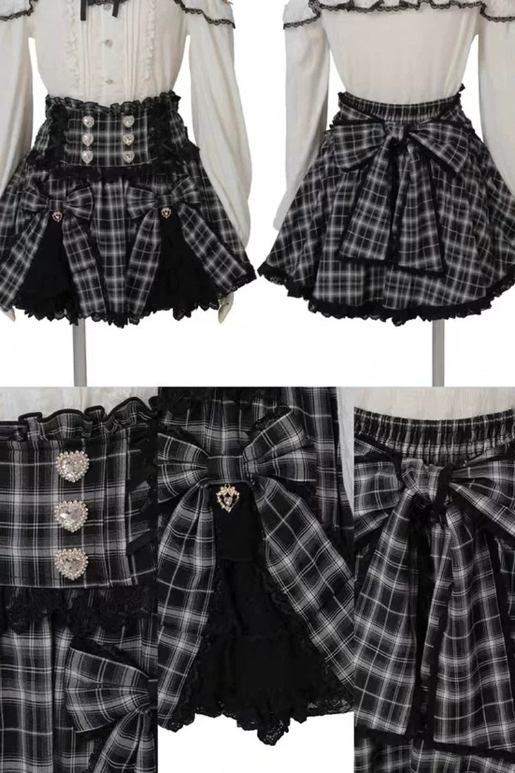 Ruffled Lolita Skirt - Jirai Kei Plaid Printed, 3 Colors, Plaid, Ruffled, Gothic Style - additional product view 3