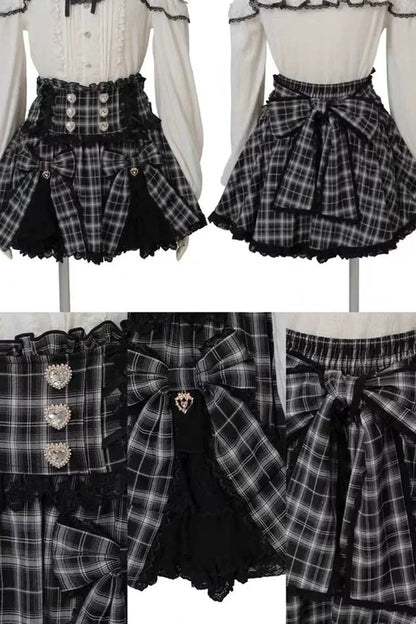 Ruffled Lolita Skirt - Jirai Kei Plaid Printed, 3 Colors, Plaid, Ruffled, Gothic Style - additional product view 3