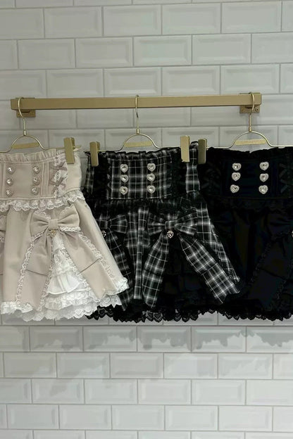 Ruffled Lolita Skirt - Jirai Kei Plaid Printed, 3 Colors, Plaid, Ruffled, Gothic Style - additional product view 7