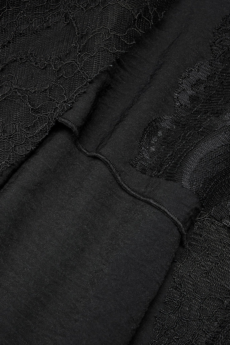 Ruffled Lolita Skirt - Lace Chiffon Irregular Hem, Black, High-Low Hem, Women's Style - additional product view 6