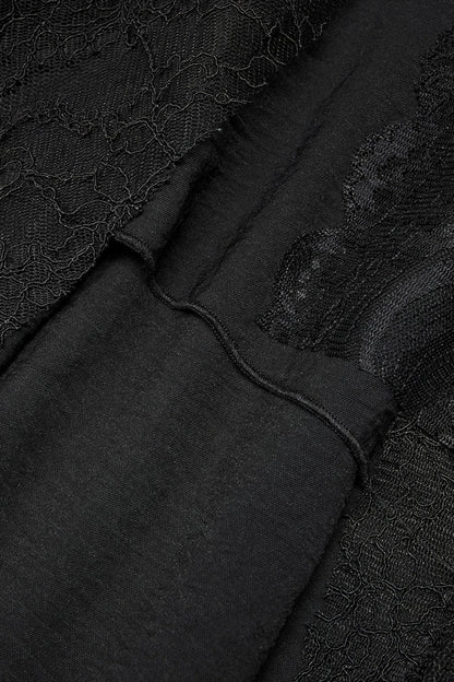 Ruffled Lolita Skirt - Lace Chiffon Irregular Hem, Black, High-Low Hem, Women's Style - additional product view 6