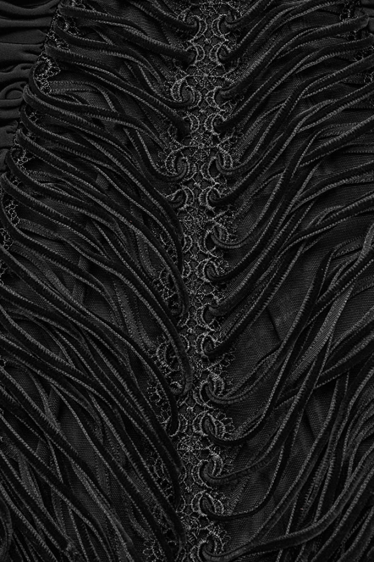 Ruffled Lolita Skirt - Lace Sheer Wrapped Hip, Black, Women's Style, Lace Trim - additional product view 6