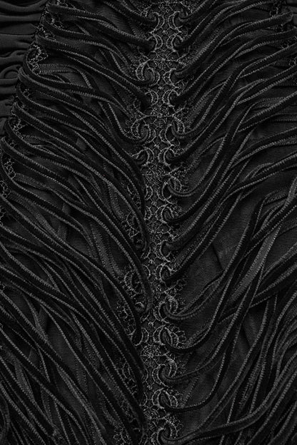 Ruffled Lolita Skirt - Lace Sheer Wrapped Hip, Black, Women's Style, Lace Trim - additional product view 6